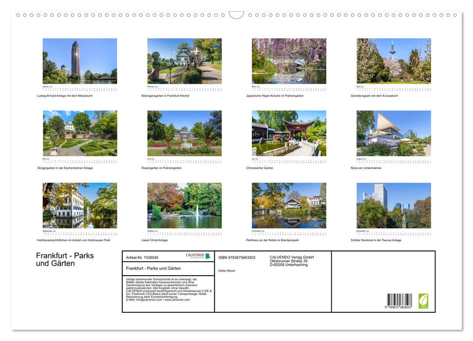 Frankfurt - Parks und Gärten (CALVENDO Wandkalender 2024)