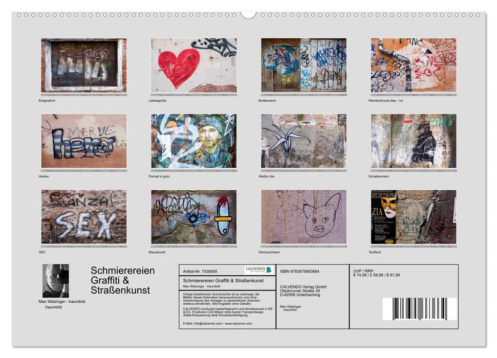 Schmierereien Graffiti & Straßenkunst (CALVENDO Premium Wandkalender 2024)