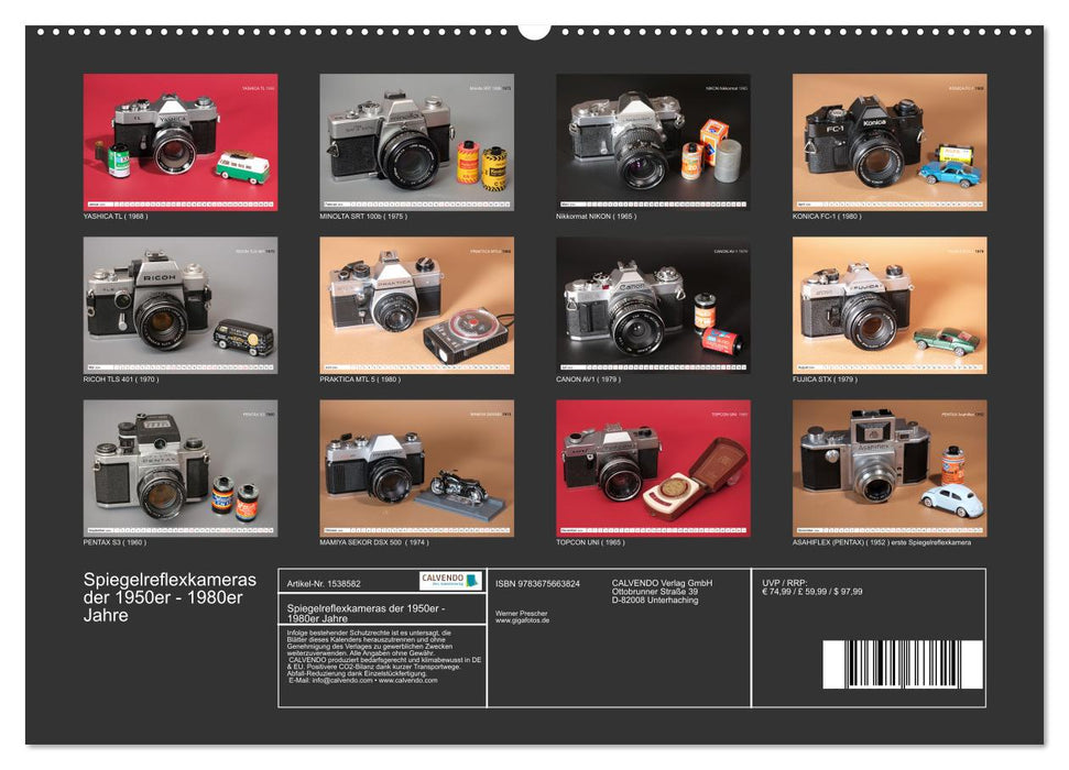 SLR cameras from the 1950s to 1980s (CALVENDO Premium Wall Calendar 2024) 
