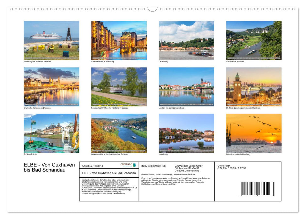 ELBE - Von Cuxhaven bis Bad Schandau (CALVENDO Premium Wandkalender 2024)