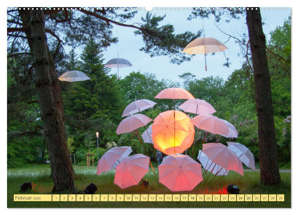 Umbrellas. Light installation idea and execution by the artist Thomas Mogendorf (CALVENDO wall calendar 2024) 