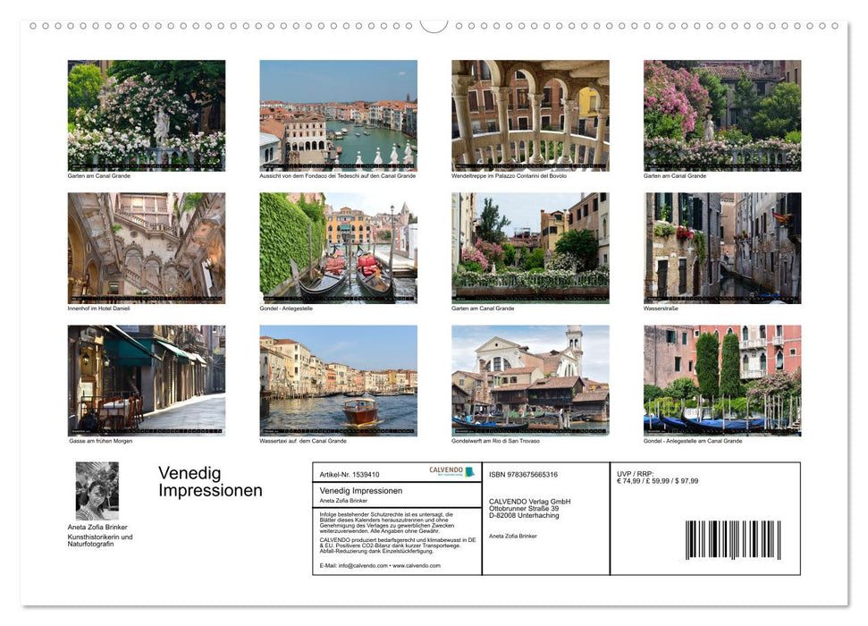 Venedig Impressionen (CALVENDO Premium Wandkalender 2024)