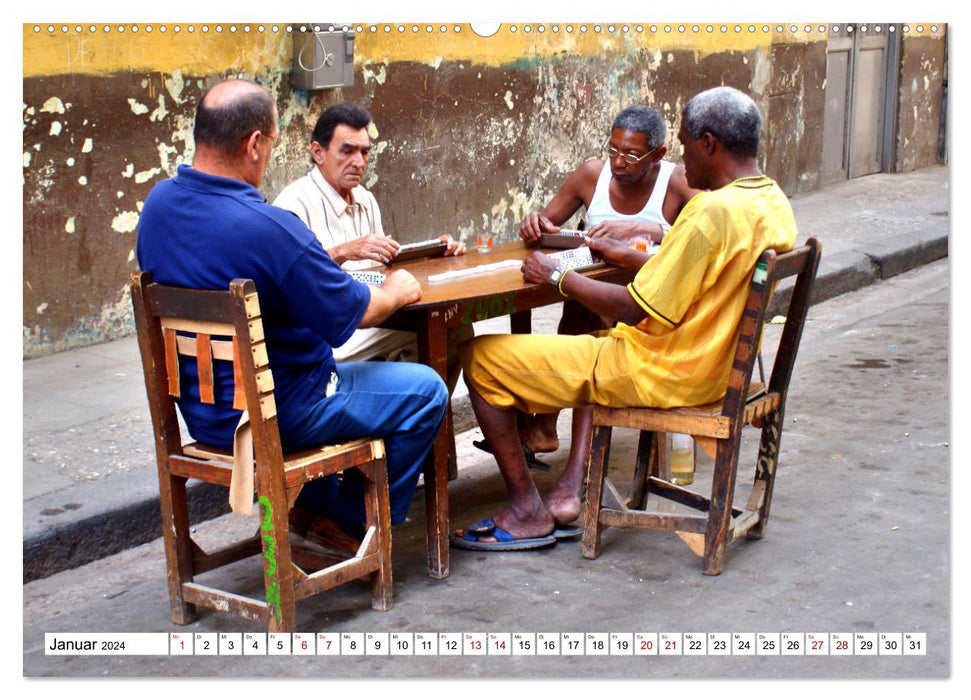 Volkssport Domino - Das Lieblingsspiel der Kubaner (CALVENDO Premium Wandkalender 2024)