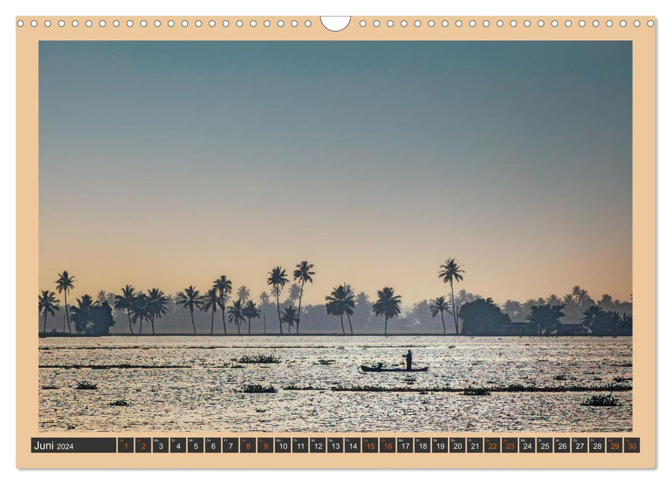 Kerala Backwaters - with the houseboat through the tropical water world (CALVENDO wall calendar 2024) 