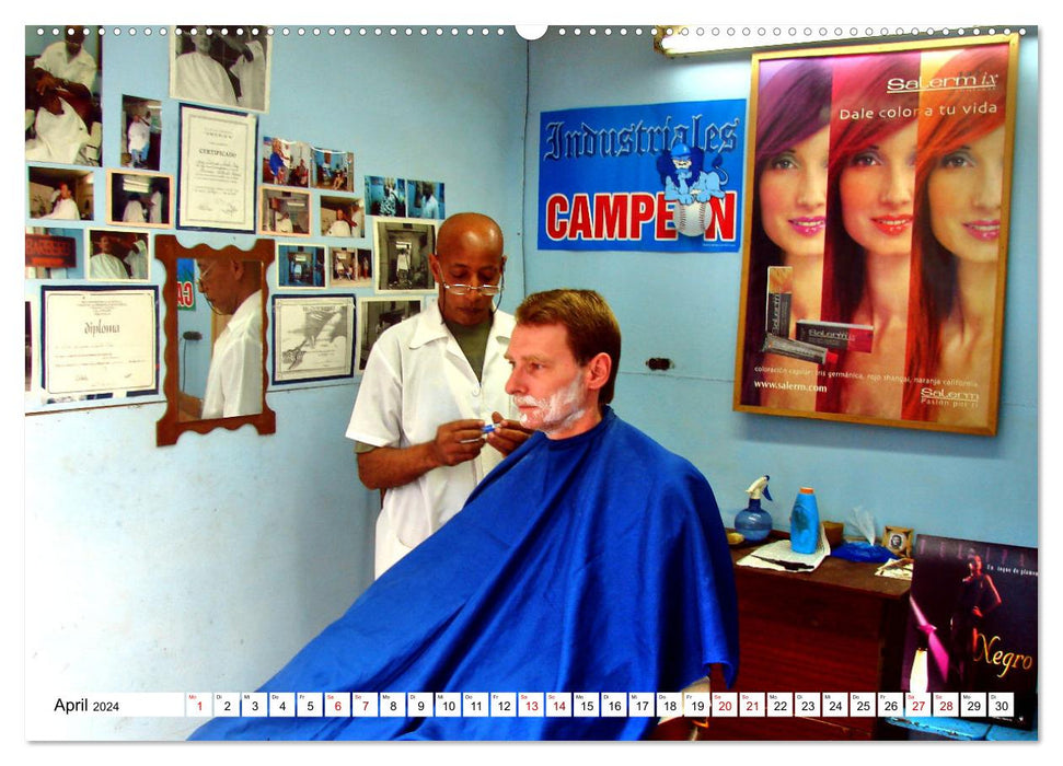 Frisch frisiert - Friseure in Kuba (CALVENDO Premium Wandkalender 2024)