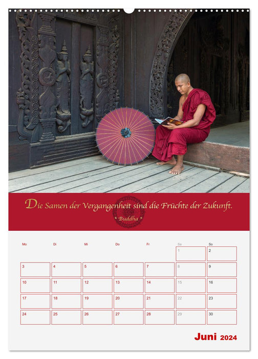Buddhistische Weisheiten - DER ROTE SCHIRM (CALVENDO Wandkalender 2024)