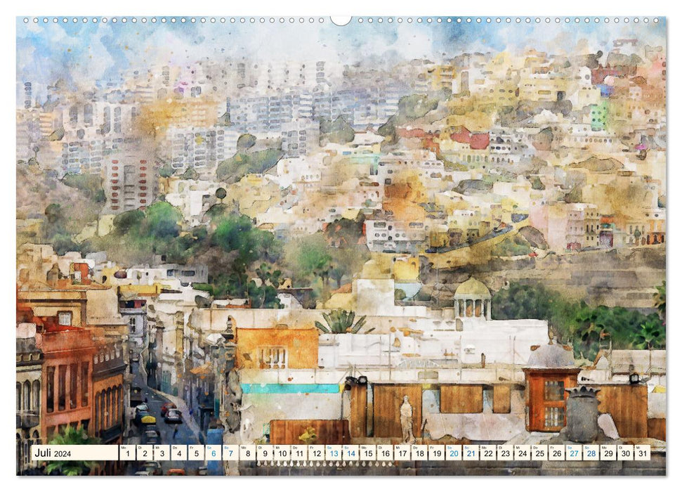 Las Palmas de Gran Canaria – Aquarelles (Calvendo Premium Wall Calendar 2024) 