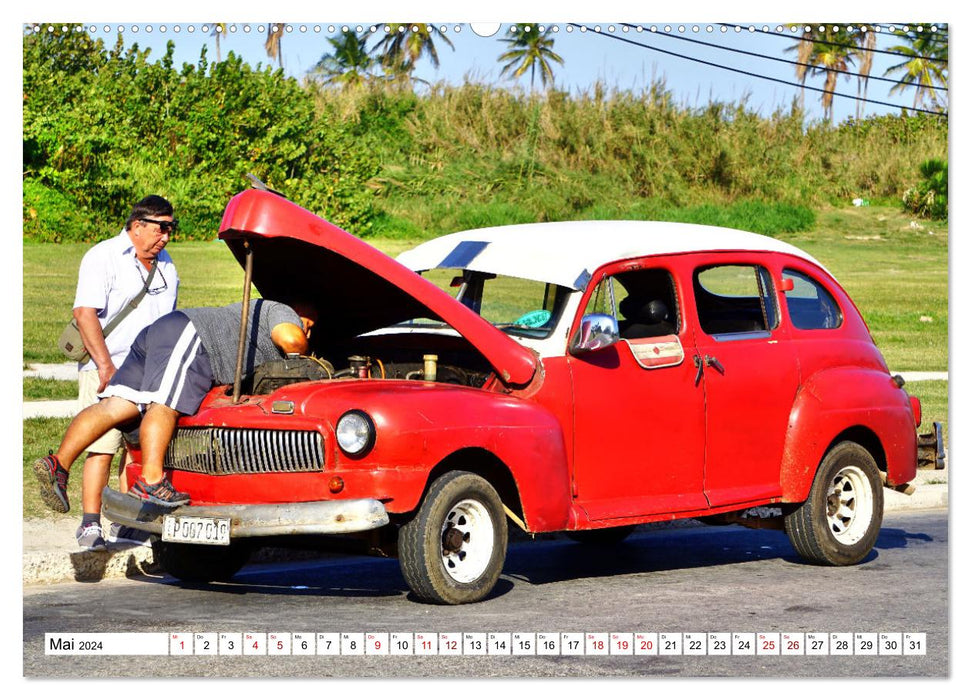 Oldtimer-Werkstatt Kuba - Auto-Reparatur in den Straßen Havannas (CALVENDO Wandkalender 2024)