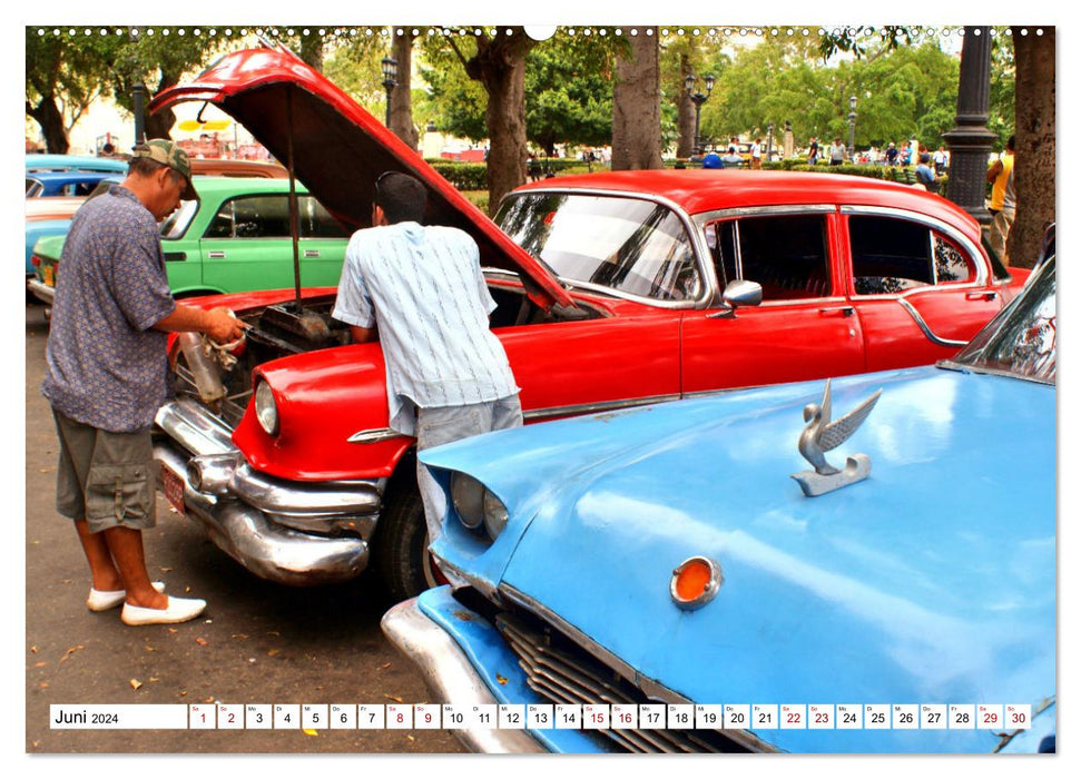 Oldtimer-Werkstatt Kuba - Auto-Reparatur in den Straßen Havannas (CALVENDO Wandkalender 2024)