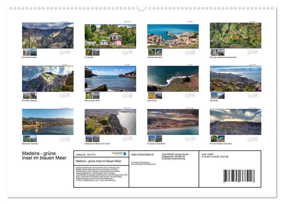 Madeira, grüne Insel im blauen Meer (CALVENDO Premium Wandkalender 2024)