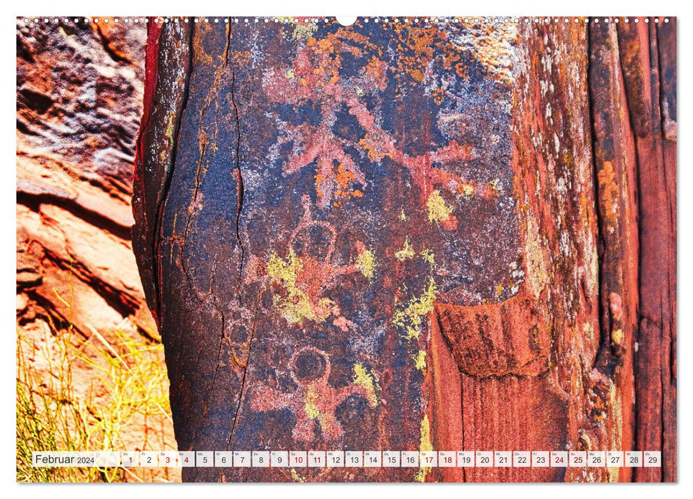 Nachricht an die Götter - Höhlenmalereien, Felsengravuren und Scharrbilder in Südamerika (CALVENDO Premium Wandkalender 2024)