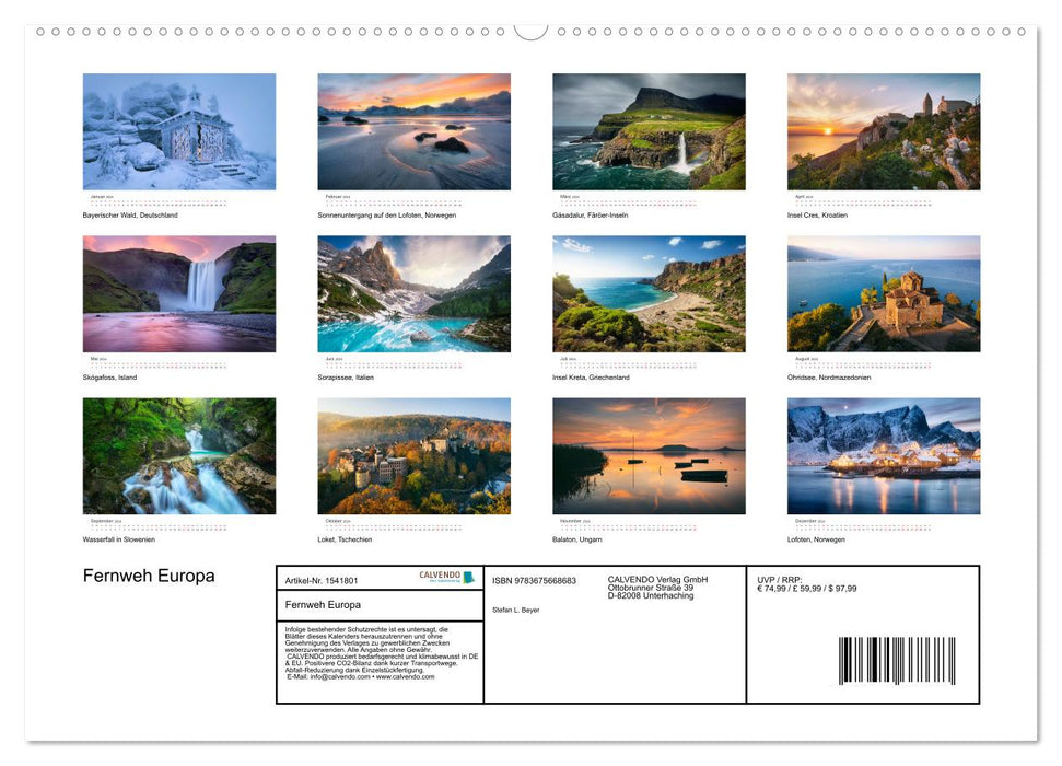 Sehnsucht Europa (CALVENDO Premium Wandkalender 2024)