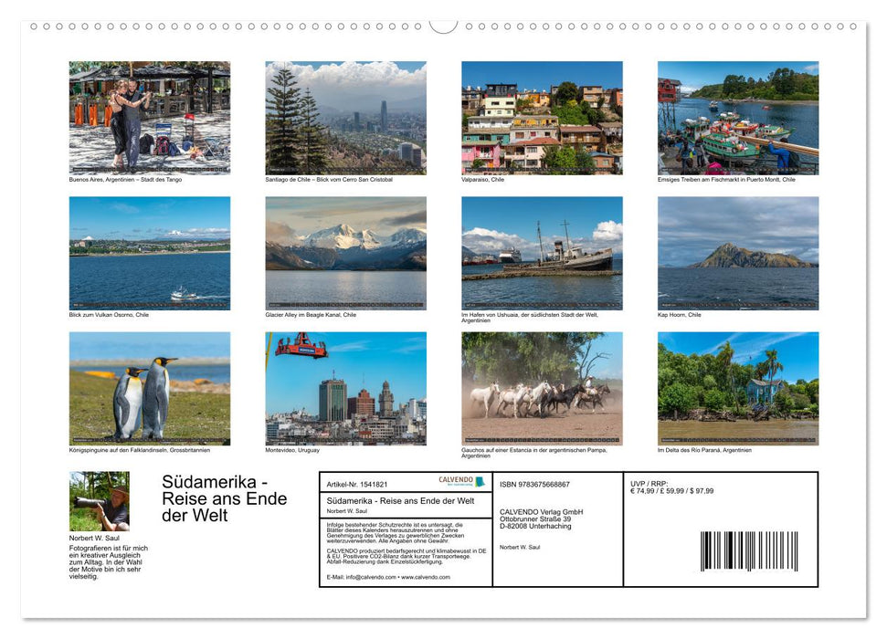 Südamerika - Reise ans Ende der Welt (CALVENDO Premium Wandkalender 2024)