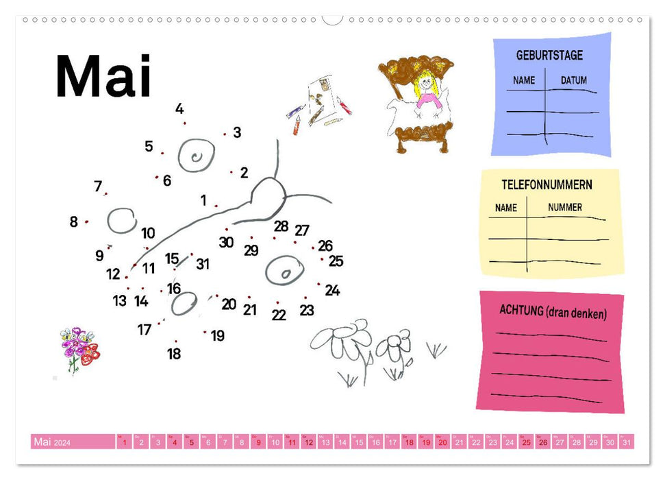 Zahlen und Malen Kalender mit der kleinen Prinzessin (CALVENDO Premium Wandkalender 2024)