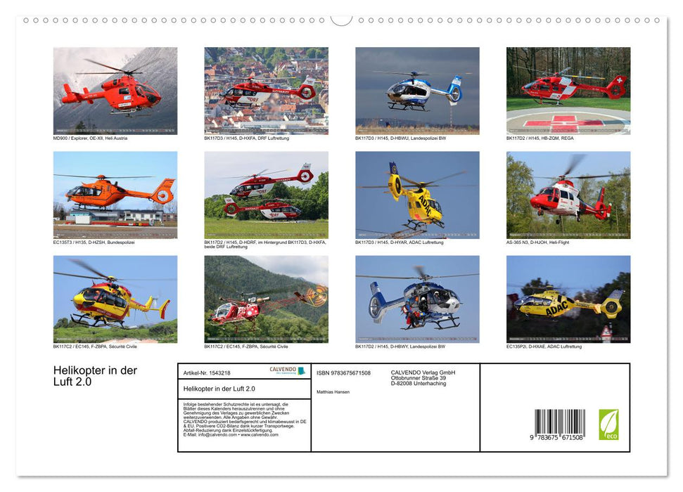 Helikopter in der Luft 2.0 (CALVENDO Premium Wandkalender 2024)