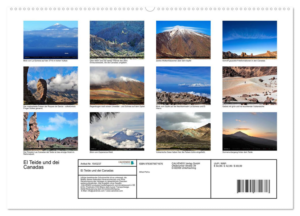 El Teide und die Canadas (CALVENDO Wandkalender 2024)