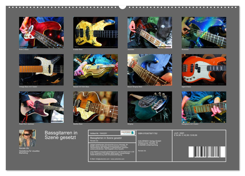 Mise en scène des guitares basses (calendrier mural CALVENDO 2024) 
