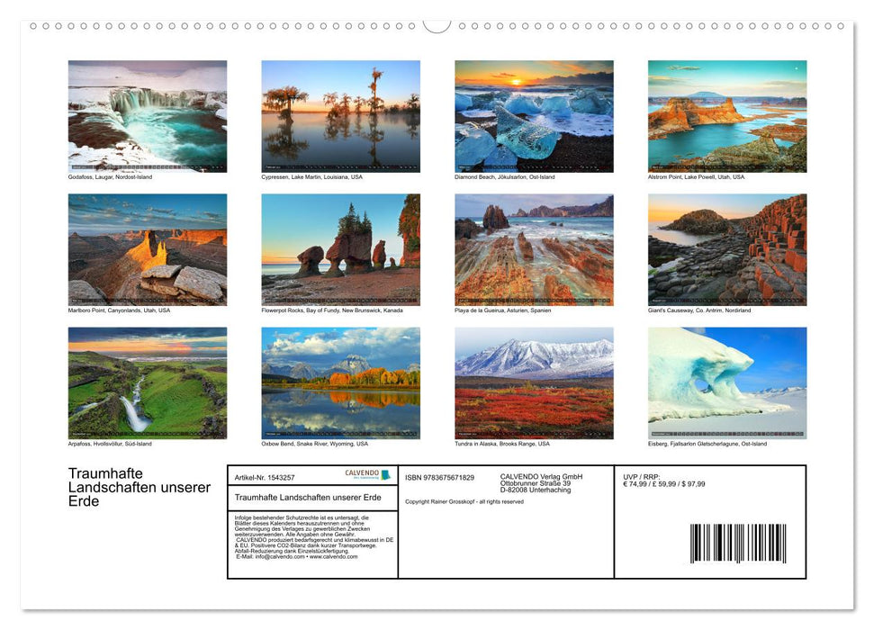 Traumhafte Landschaften unserer Erde (CALVENDO Premium Wandkalender 2024)
