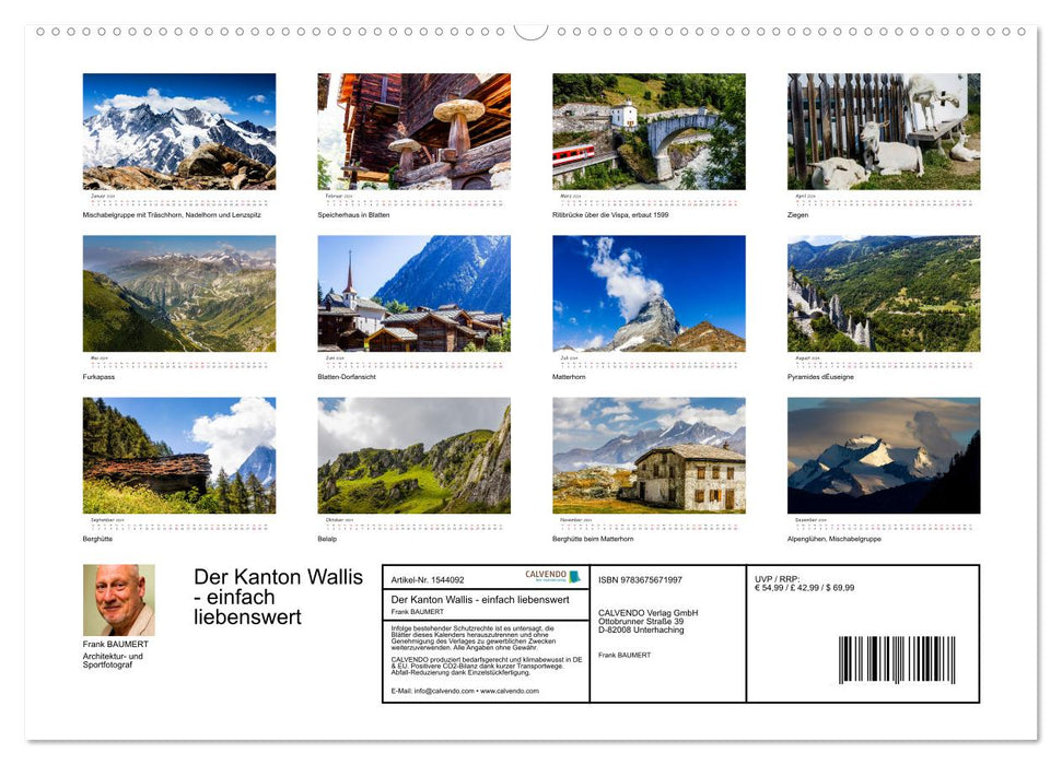 Der Kanton Wallis - einfach liebenswert (CALVENDO Wandkalender 2024)