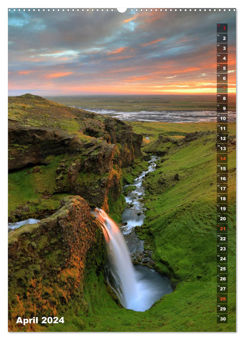 Cascades en Islande (Calvendo Premium Wall Calendar 2024) 