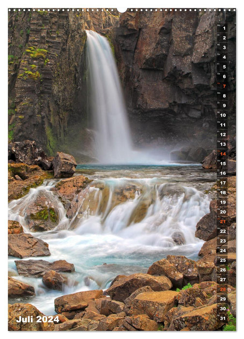 Cascades en Islande (Calvendo Premium Wall Calendar 2024) 