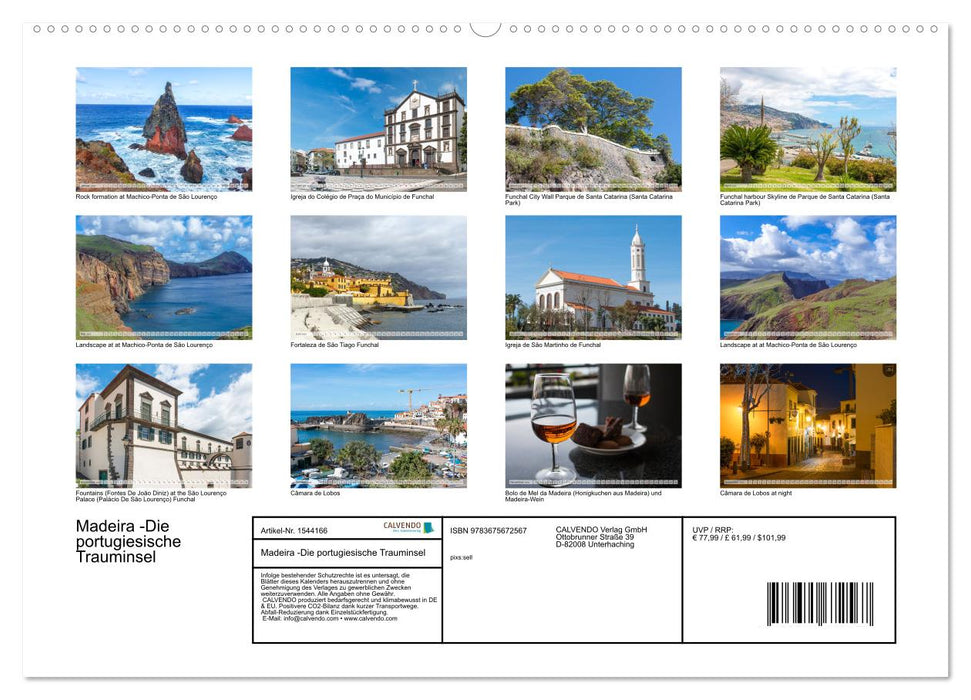 Madère - L'île de rêve portugaise (Calvendo Premium Wall Calendar 2024) 