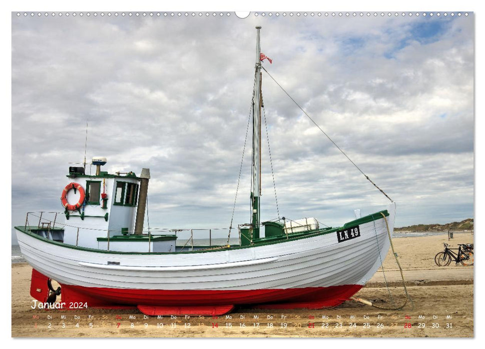Fischerboote an Jütlands Stränden (CALVENDO Premium Wandkalender 2024)