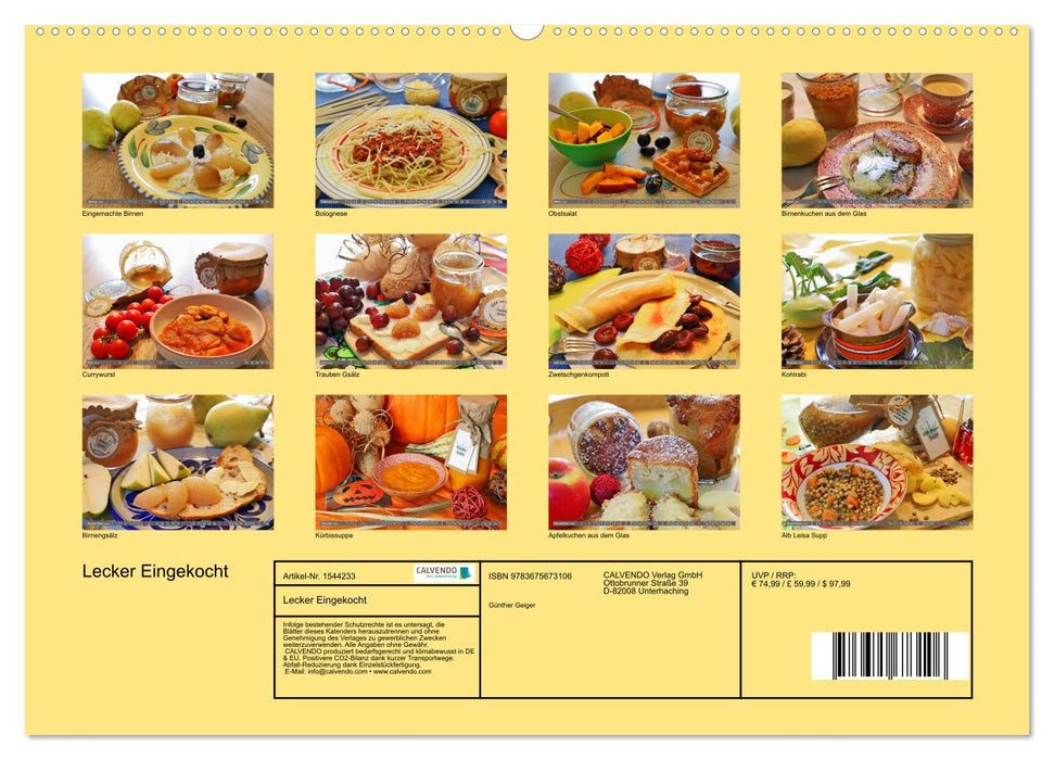 Lecker Eingekocht (CALVENDO Premium Wandkalender 2024)