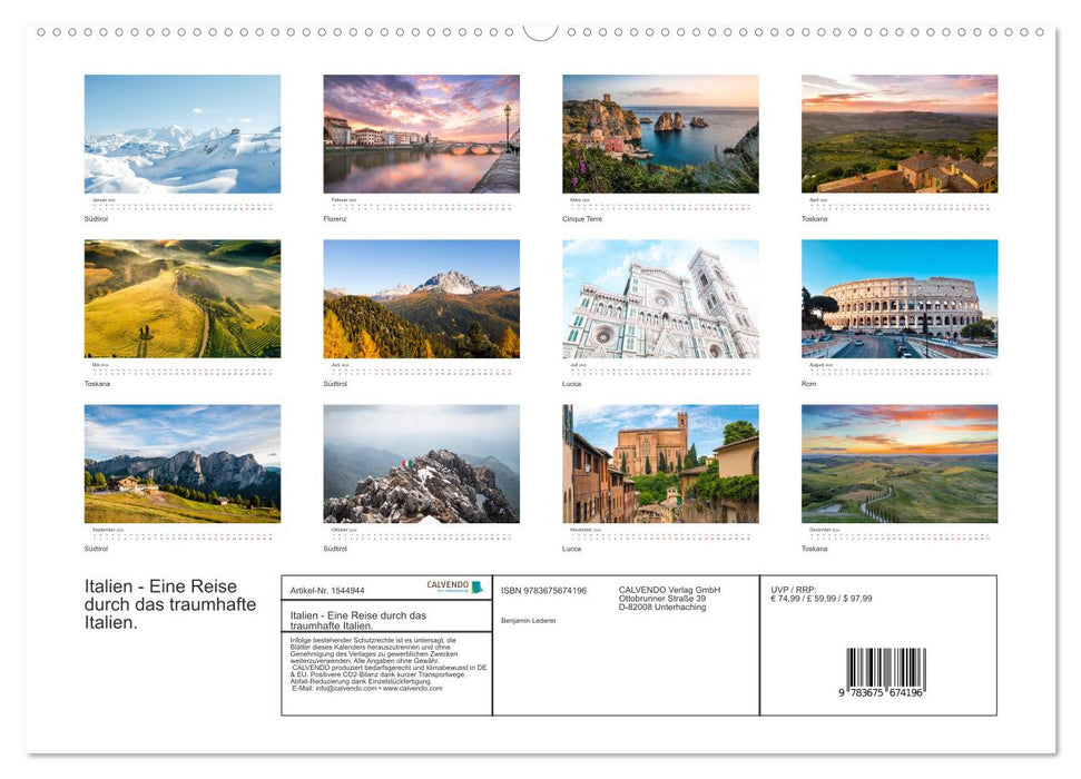 Italien - Eine Reise durch das traumhafte Italien. (CALVENDO Premium Wandkalender 2024)