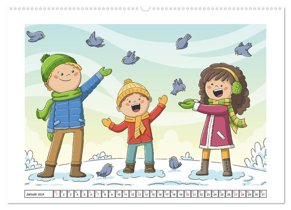 Le calendrier enfant coloré (calendrier mural CALVENDO 2024) 