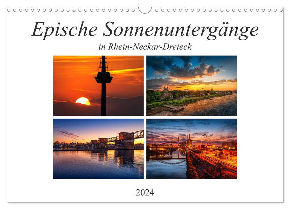 Couchers de soleil épiques dans la région Rhin-Neckar (calendrier mural CALVENDO 2024) 