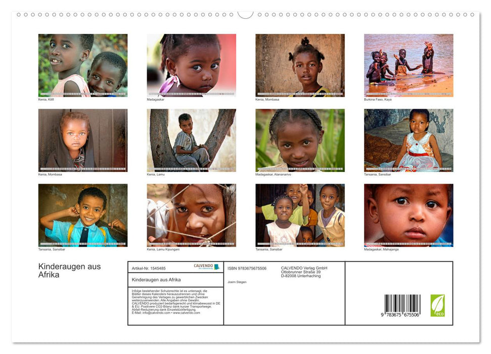 Yeux d'enfants d'Afrique (Calendrier mural CALVENDO Premium 2024) 