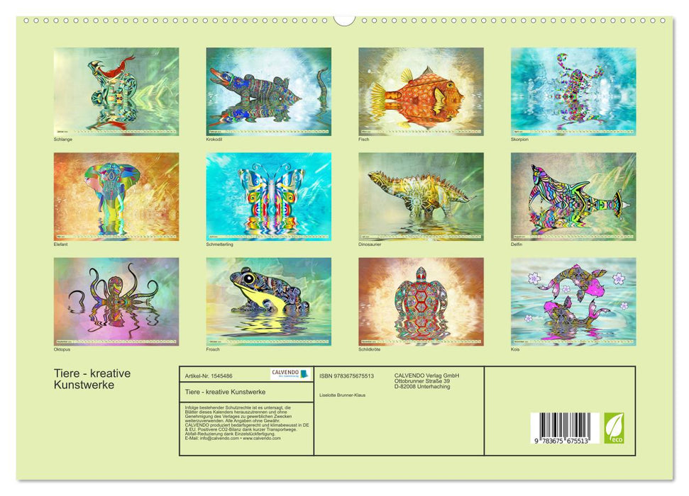 Tiere - kreative Kunstwerke (CALVENDO Premium Wandkalender 2024)