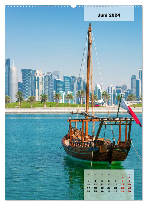 Doha Leuchtende Hauptstadt von Katar (CALVENDO Premium Wandkalender 2024)