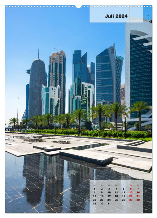 Doha Leuchtende Hauptstadt von Katar (CALVENDO Premium Wandkalender 2024)