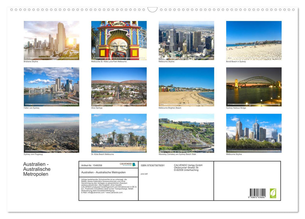 Australia - Australian metropolises (CALVENDO wall calendar 2024) 