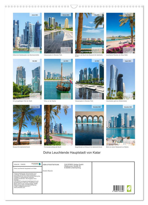 Doha Luminous Capital of Qatar (CALVENDO Wall Calendar 2024) 