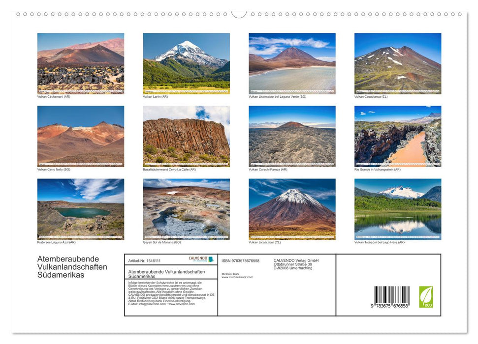 VULKANE: Atemberaubende Vulkanlandschaften Südamerikas (CALVENDO Premium Wandkalender 2024)