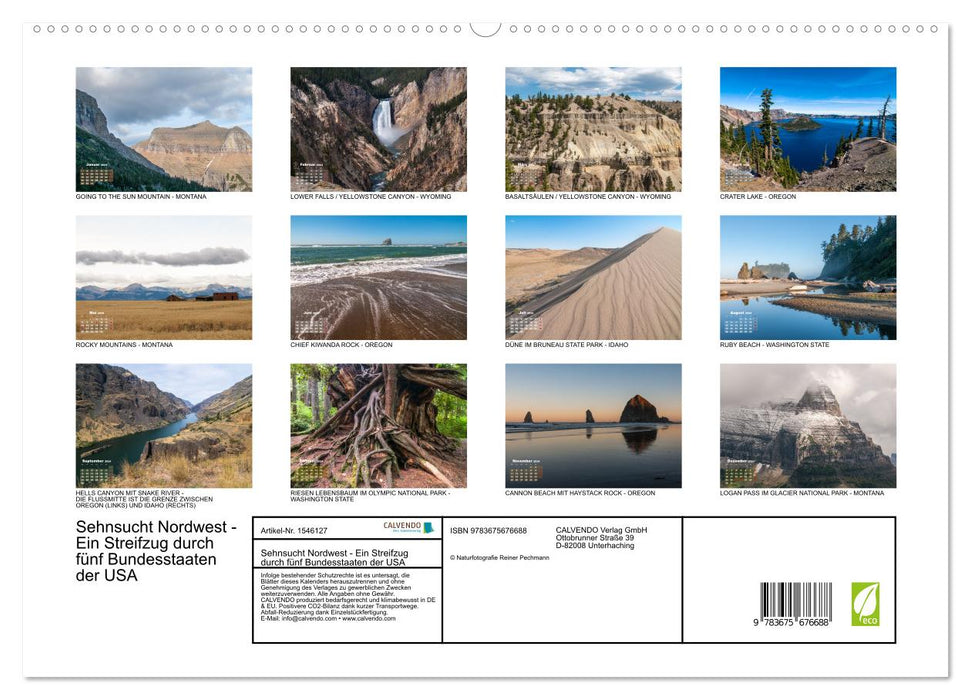 Longing Northwest - A journey through five states in the USA (CALVENDO Premium Wall Calendar 2024) 