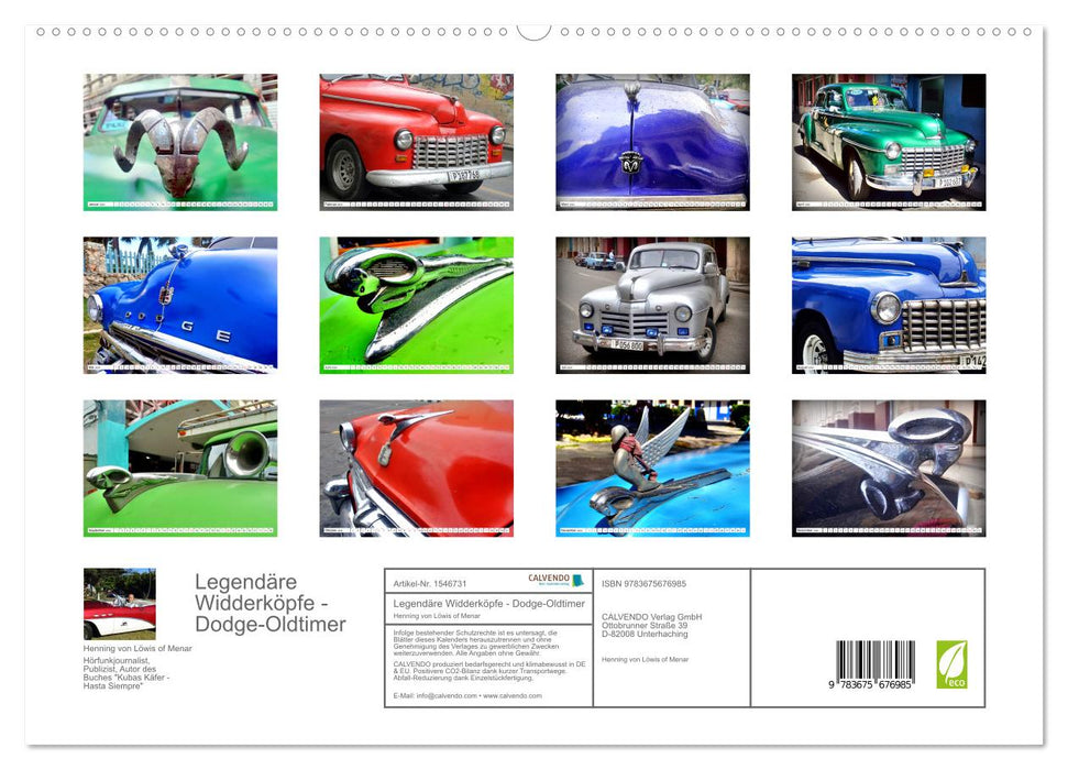 Legendary ram heads - vintage Dodge brand cars in Cuba (CALVENDO Premium Wall Calendar 2024) 