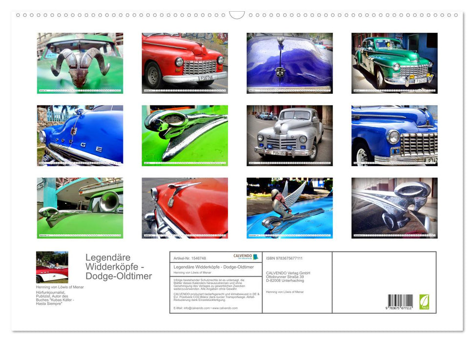 Legendary ram heads - Dodge brand classic cars in Cuba (CALVENDO wall calendar 2024) 
