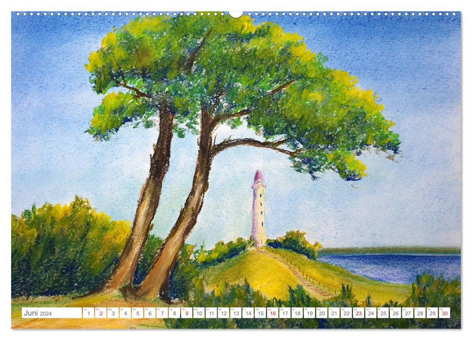 Painted lighthouses - With brush and paint along the German coast (CALVENDO Premium Wall Calendar 2024) 