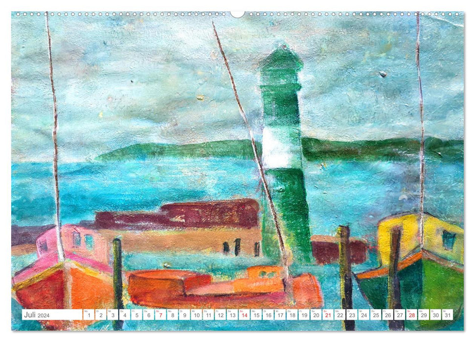 Gemalte Leuchttürme - Mit Pinsel und Farbe entlang der deutschen Küste (CALVENDO Premium Wandkalender 2024)