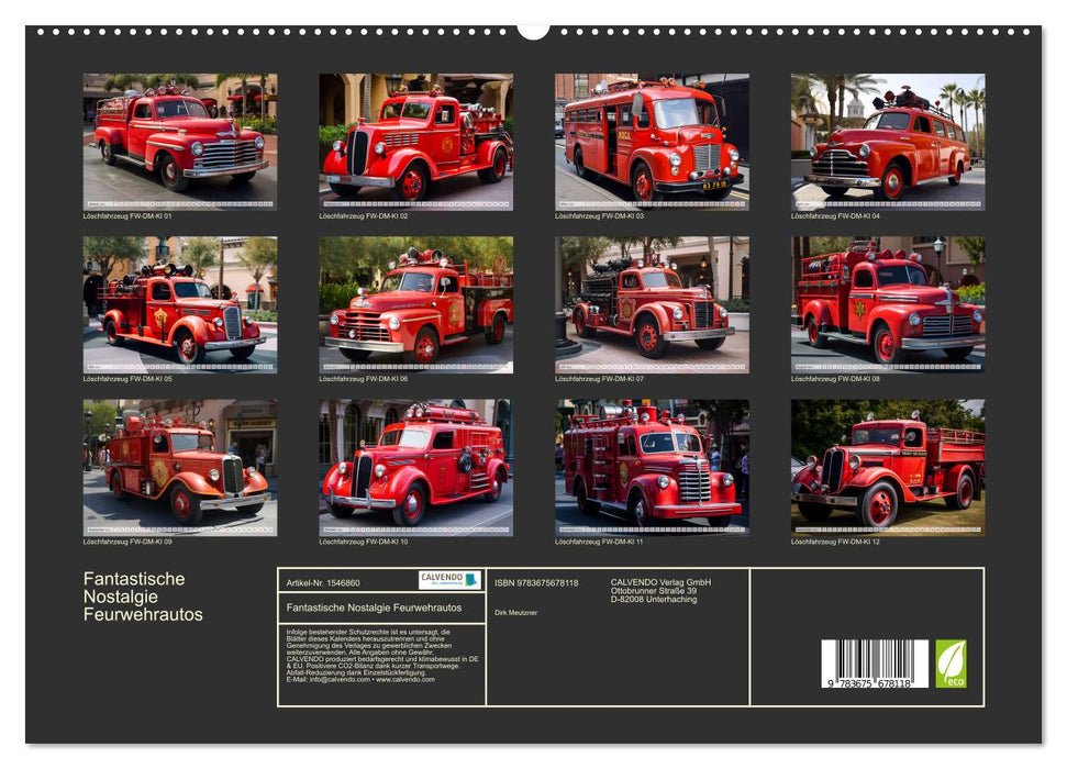 Fantastische Nostalgie Feurwehrautos (CALVENDO Premium Wandkalender 2024)