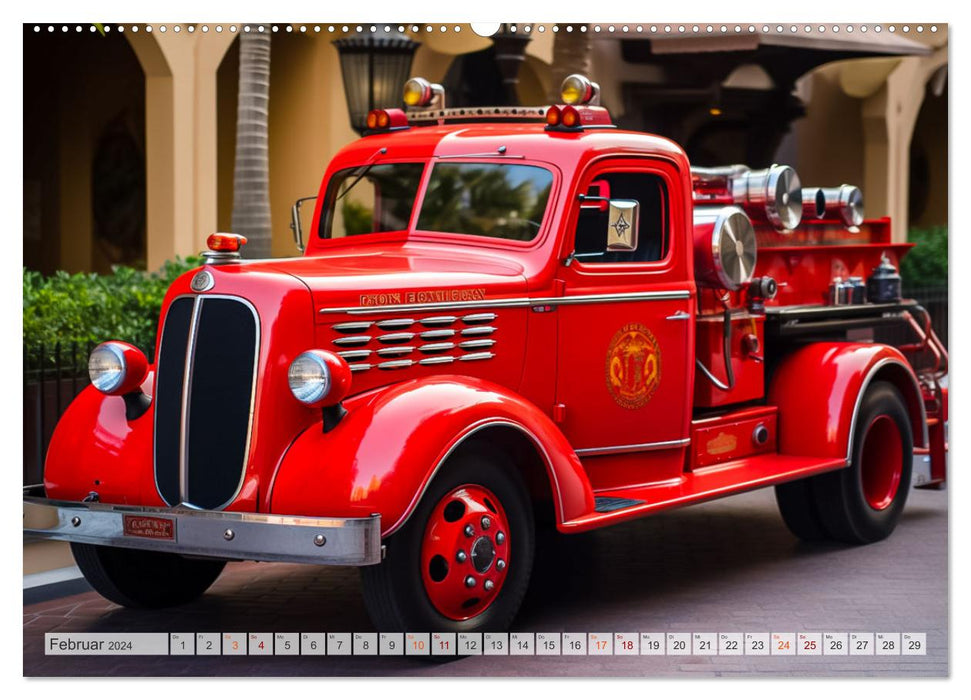 Fantastic nostalgic fire engines (CALVENDO Premium Wall Calendar 2024) 