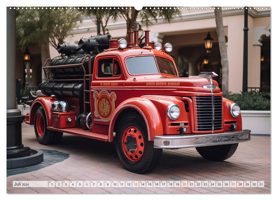 Fantastic nostalgic fire engines (CALVENDO Premium Wall Calendar 2024) 