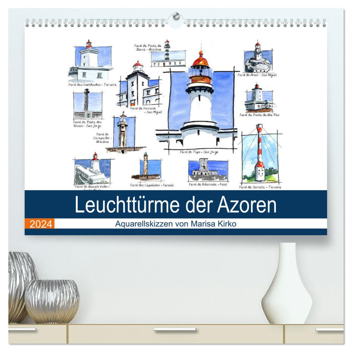Leuchttürme der Azoren (CALVENDO Premium Wandkalender 2024)