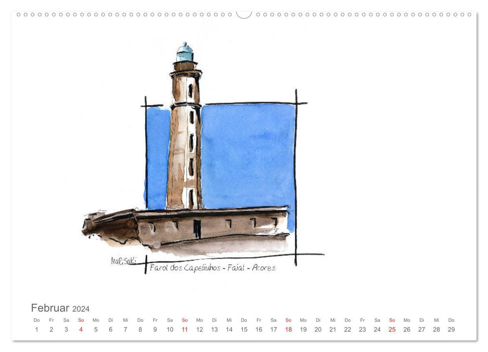 Leuchttürme der Azoren (CALVENDO Premium Wandkalender 2024)