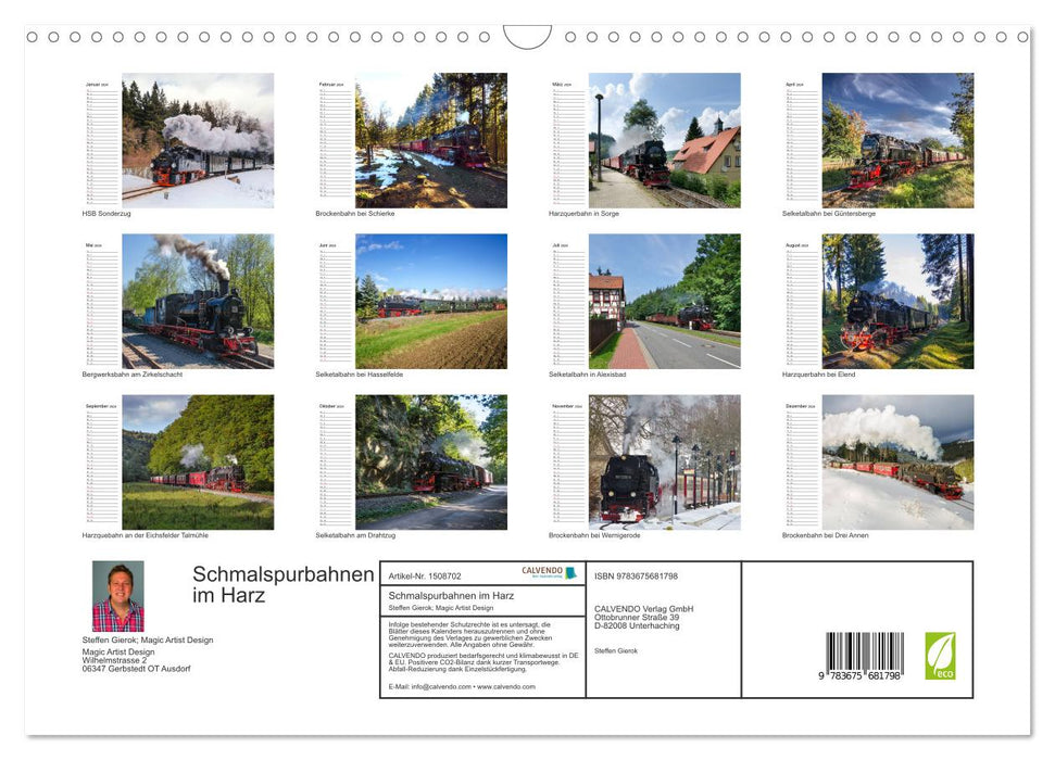 Schmalspurbahnen im Harz (CALVENDO Wandkalender 2024)