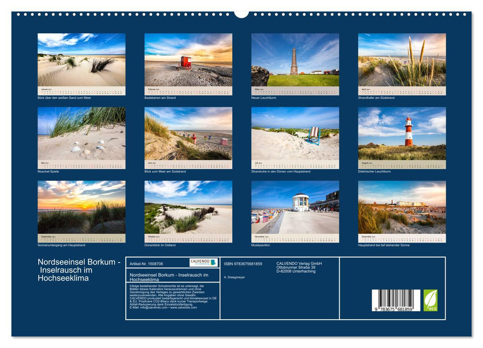North Sea island of Borkum - island rush in the high seas climate (CALVENDO Premium Wall Calendar 2024) 
